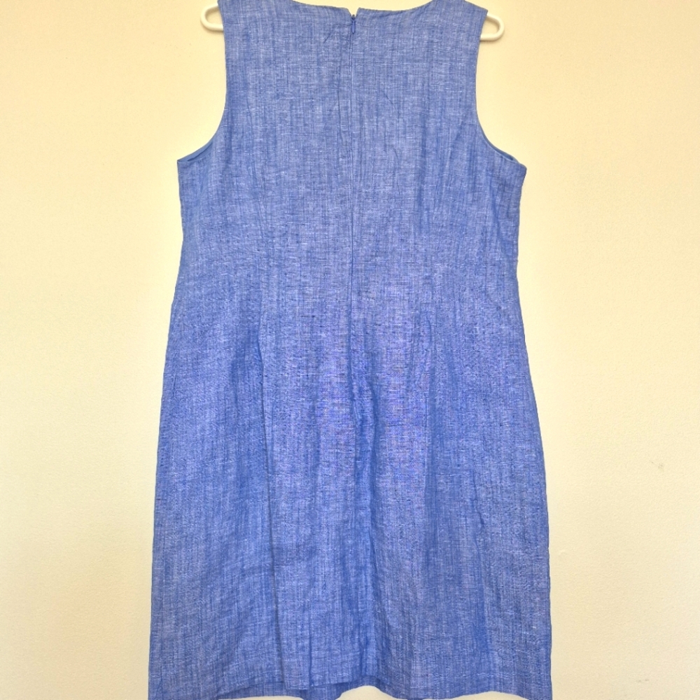 Talbots Women’s Blue Embroidered Linen Blend Shift Dress – Size 12 - Picture 6 of 6